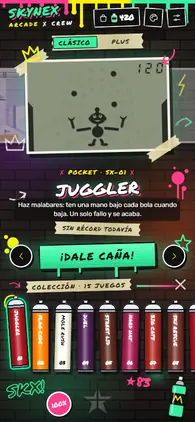 Menú de la app con el estilo Grafiti