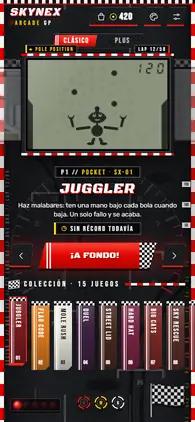 Menú de la app con el estilo Carreras