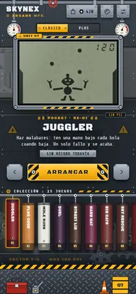 Menú de la app con el estilo Acero